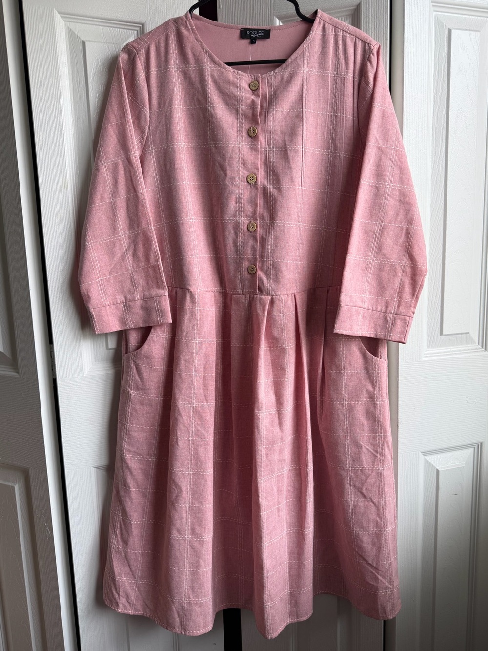 NWT Roolee Mom Pink Textured A-Line Dress